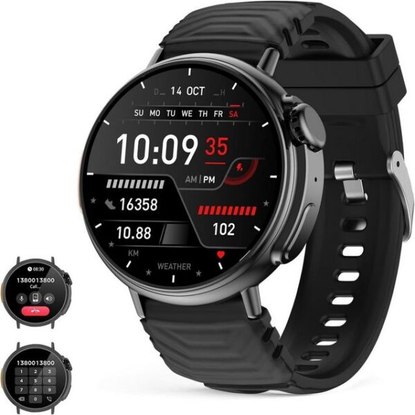 AMZSA Smartwatch (1,52 Zoll, Android iOS), Damen herren mit telefonfunktion schlaftracker sportuhr armbanduhr