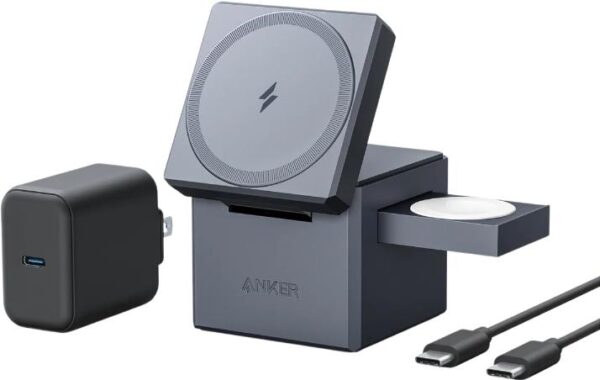 Anker Innovations Y1811G11 Ladegerät für Mobilgeräte Kopfhörer - Smartphone - Smartwatch Schwarz AC - USB Kabelloses Aufladen Schnellladung Drinnen (Y1811G11)