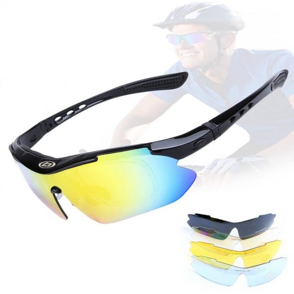 SOTOR Fahrradbrille Radsportbrille, polarisierte Sonnenbrille, Sportbrille, Radsportbrille, UV-400-Schutz für Männer und Frauen mit 4 austauschbaren Gläsern